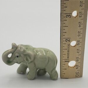 Vintage Mini Elephant‎ Figurine Made In Japan Mint Green